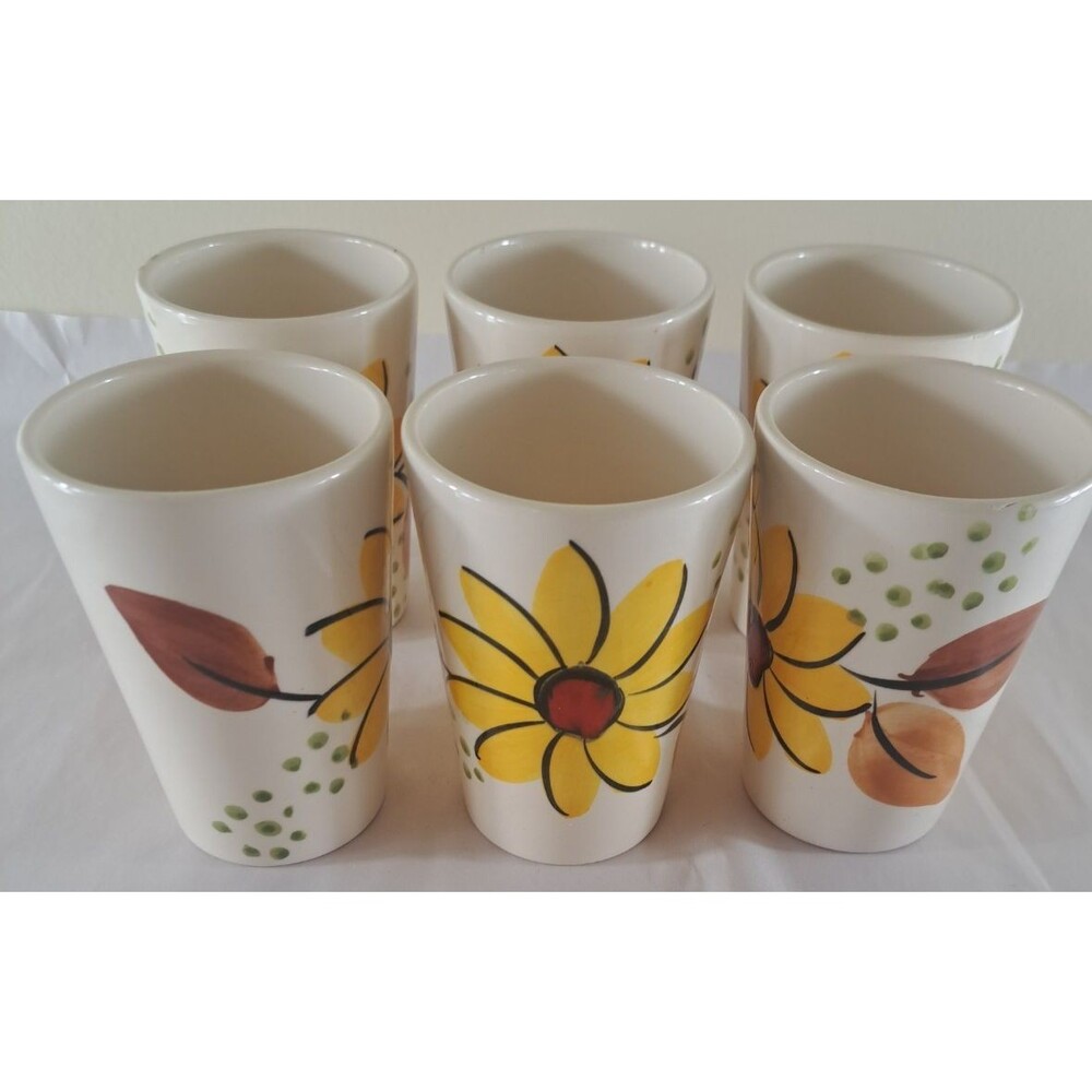 Vintage Zell Am Harmersbach Sonny Tumblers Cups set of 6 Germany Sunflowers